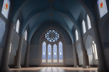 Obraz premium ia generated. stained glass window. stained glass window in church