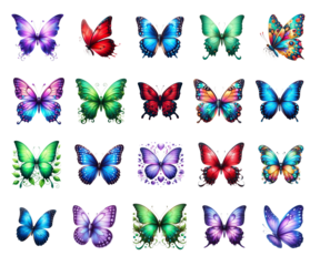 Editable PNG Butterfly Collection: Vibrant and Delicate Designs for Creative Projects and Artwork