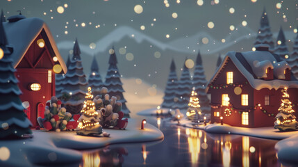 Fototapeta premium winter landscape with house