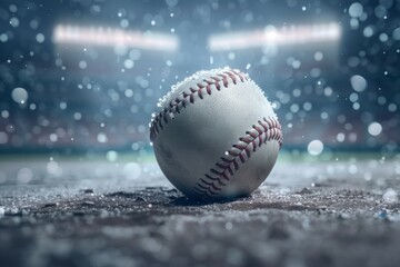 Close-up baseball on the infield, sport concept. Neural network ai generated art