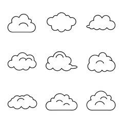 Cloud line art set vector illustration