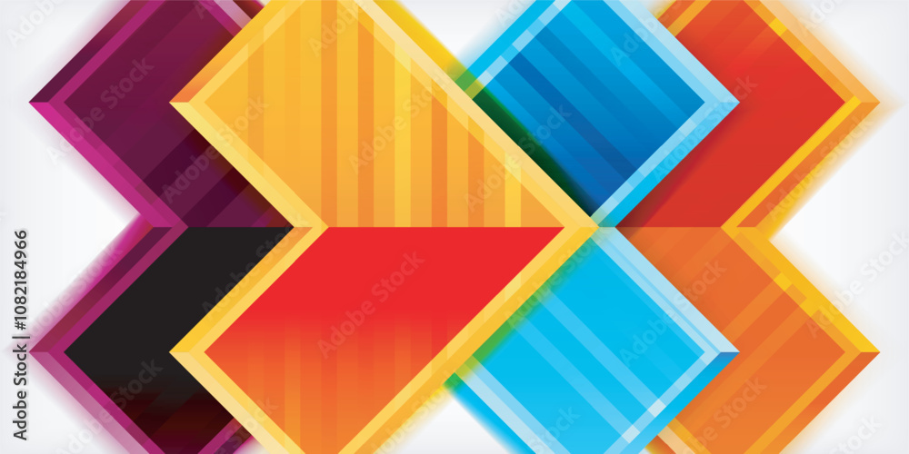 Poster Arrow symbols created with 3d effects and line texture geometric abstract background