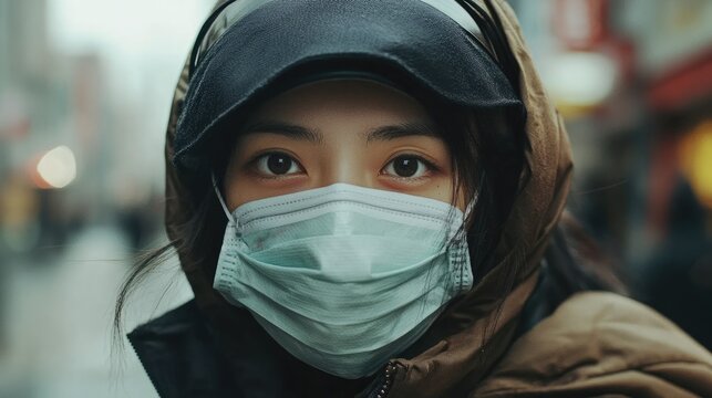 Individual wearing a face mask takes a stand against the pandemic