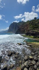 natureza, ar livre, paisagem, montanha, verde, azul, céu, nuvens, mar, oceano, onda, floresta, árvores, água, paz, paraíso, relaxamento, viagem, portugal, madeira, ilha da madeira