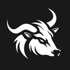 Bold Bull Head Silhouette with Strong Horns