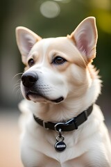 Obraz premium ia generated. dog. portrait of a dog. look of a dog dog with collar sitting dog