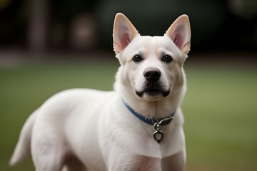 Obraz premium ia generated. dog. portrait of a dog. look of a dog dog with collar sitting dog