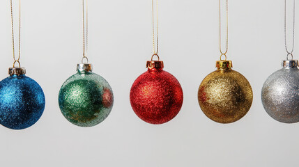 colorful christmas balls isolated on white