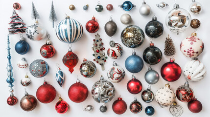 colorful christmas balls isolated on white