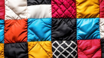 Colorful Patchwork Quilt with Vibrant Squares and Textured Patterns for Home Decor and Cozy Living Spaces