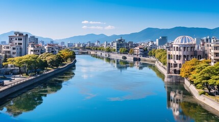 Eternal Reflections: The Atomic Bomb Dome and Motoyasu River Unveiled in Hiroshima, Japan