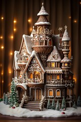 Fototapeta premium Gingerbread house AI generated illustration