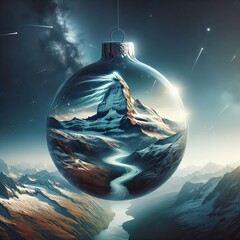 Le cervin dans une boule de no&euml;l