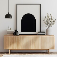 A frameless digital art mockup styled with plants and modern furniture,