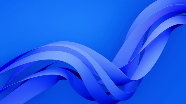 Abstract 3D design with smooth, flowing blue wave shapes against a gradient background, creating a dynamic and modern visual effect.