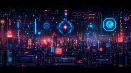 Obraz premium A futuristic visual on AI in education, in hues of midnight blue, silver, and soft violet. Show digital connections with circuit patterns, neural network symbols