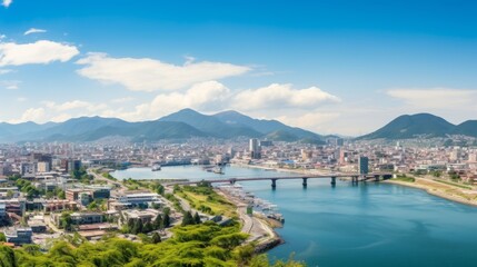 Fototapeta premium From Fishing Village to Thriving Metropolis: Exploring the Enigmatic Cityscape of Nagasaki, Japan