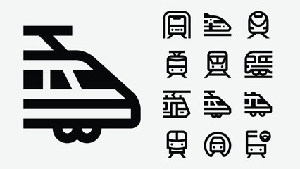 Trains Line Icons 
