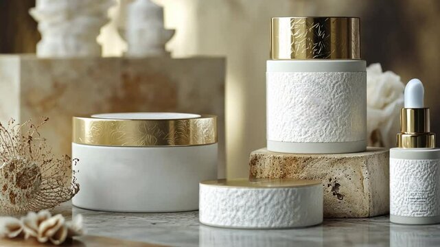 Custom cosmetic packaging with designer labels and luxury embossed texture