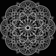 Mandala pattern or Simple Floral Ideas for Coloring book page Art on the wall Lace pattern the Tattoo wallpaper Paint shirt Stencil Design Textures. Decorative circle ornament in ethnic oriental style