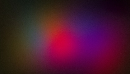Abstract glowing color spot grainy backdrop design. Dark pink magenta purple blue green black color spot noisy gradient texture background, vibrant color flow, shine, bright, aesthetic texture effect.