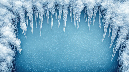 Frozen icicles seamless background framed beautifully by the natural christmas holiday decorations