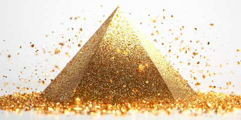 A gold pyramid with gold dust on it