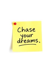 Motivational Quote on a Yellow Sticky Note with a Red Push Pin. AI Generated