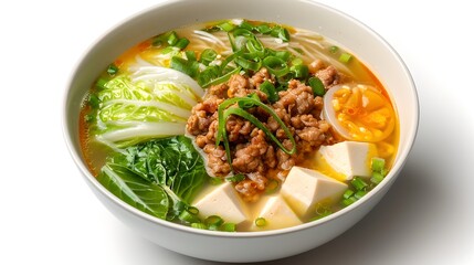 Savoring thai food delicious noodle soup with tofu and vegetables thailand culinary delight fresh ingredients close-up authentic experience