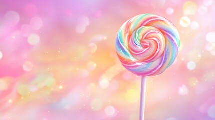 Colorful swirl lollipop sweet treat studio setting whimsical environment close-up view fun concept for candy enthusiasts