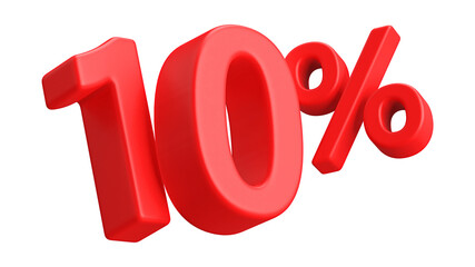 10 Percent Off Discount Red Number 3D Render