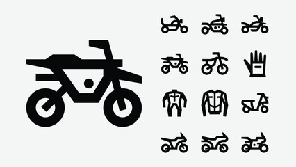 Motorbike Equipment Line Icons