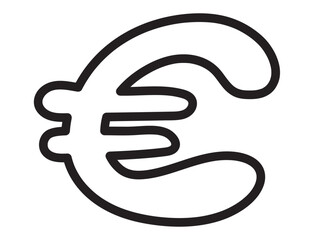 Hand drawn euro icon, European currency sign, coin symbol, euro drawing, price vector illustration