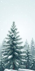 Fototapeta premium Winter background design with pine tree, snowflake, and falling snow in vector illustration, nature, vector illustration