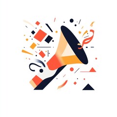 A minimalistic flat design vector of a party horn