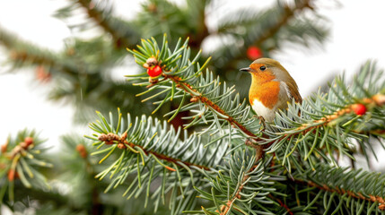christmas tree branches isolated on white