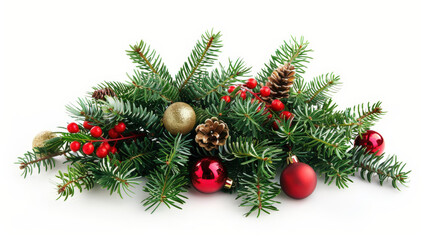 christmas tree branches isolated on white