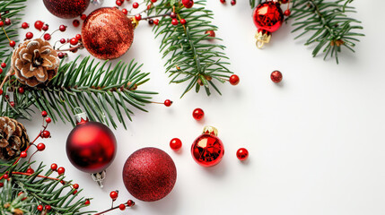 christmas tree branches isolated on white