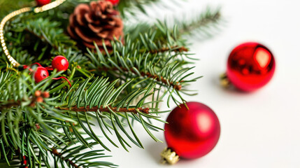 christmas tree branches isolated on white