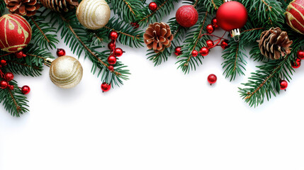 christmas tree branches isolated on white