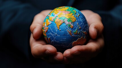 Hands Holding Globe Representing the World