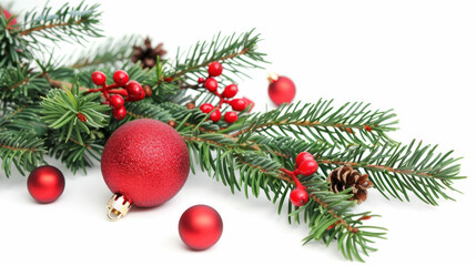 Fototapeta premium christmas tree branches isolated on white