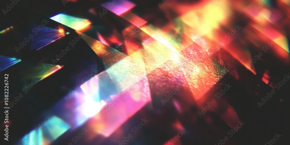 Poster vibrant abstract light reflection with multicolored patterns creating a stunning visual effect in a 