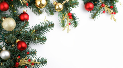 christmas tree branches isolated on white