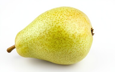 Pear on White Background â€“ Light green pear, perfectly ripened with a smooth surface, centered and brightly lit 