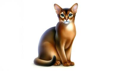 Abyssinian cat  watercolor white background