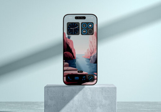 Smartphone On A Block Mockup