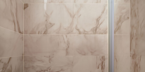 Elegant marble bathroom tiles with modern shower design and warm lighting