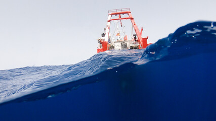 Oceanography vessel over calm waters
