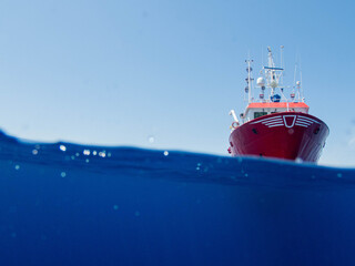 Oceanography vessel over calm waters